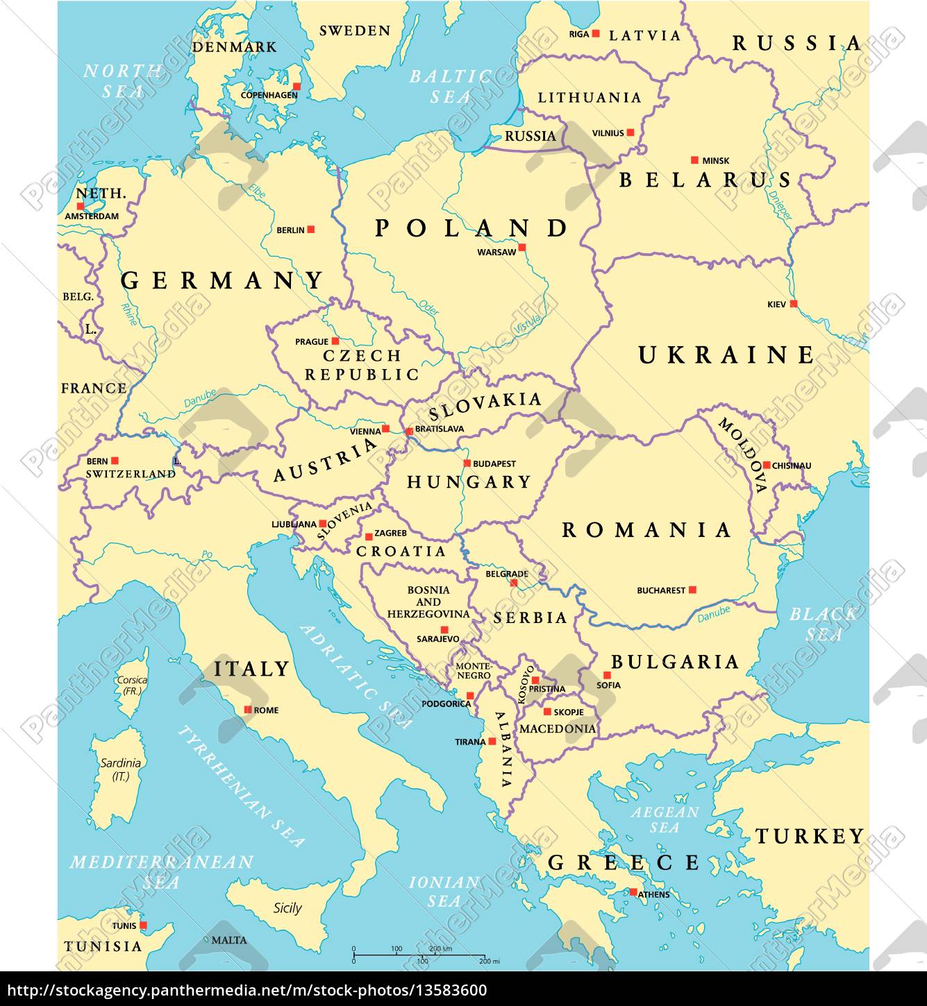 Central Europe Map With Cities