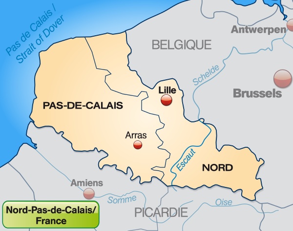 Pas De Calais Map Map Of Nord-Pas-De-Calais With Borders In Pastel Orange - Stock Image -  #10925374 | Panthermedia Stock Agency