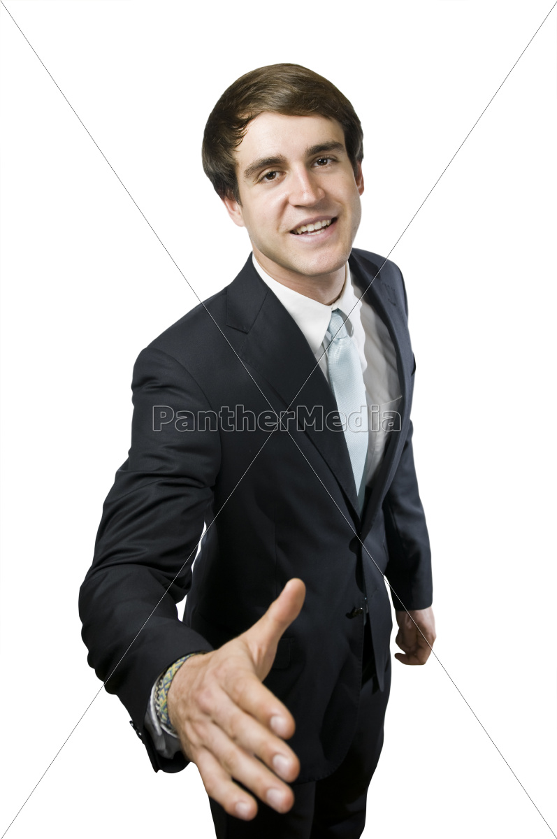 Upper Body Shot Of A Young Manager With Outstretched Stock Image Panthermedia Stock Agency