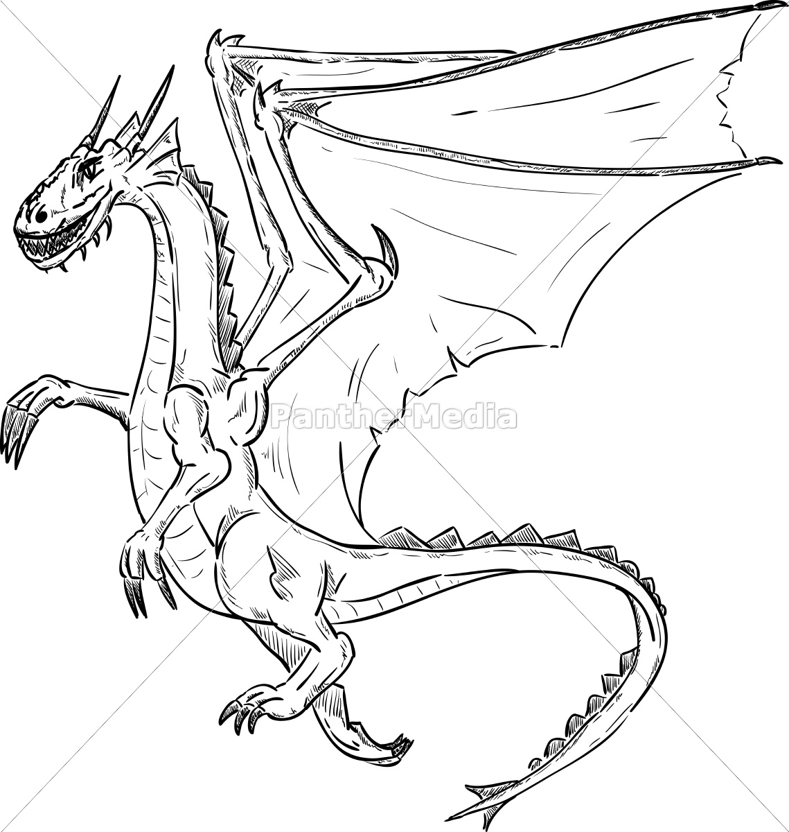 Dragon Flying Sketch Royalty-Free Images, Stock Photos & Pictures